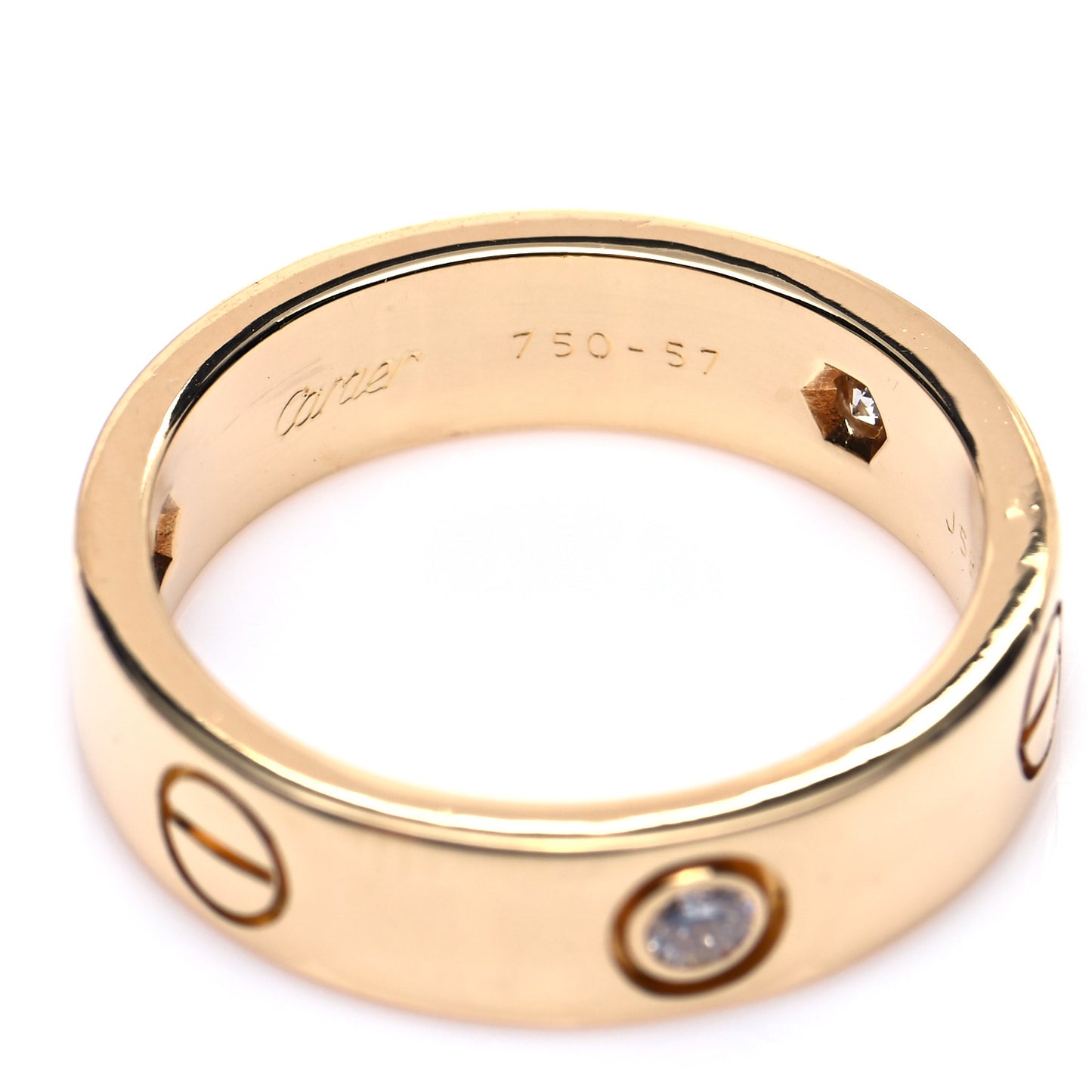 18K Yellow Gold 3 Diamond 5.5mm LOVE Ring 57 8