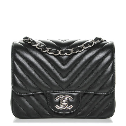 Chanel Lambskin Chevron Quilted Mini Square Flap Black 1 of 7