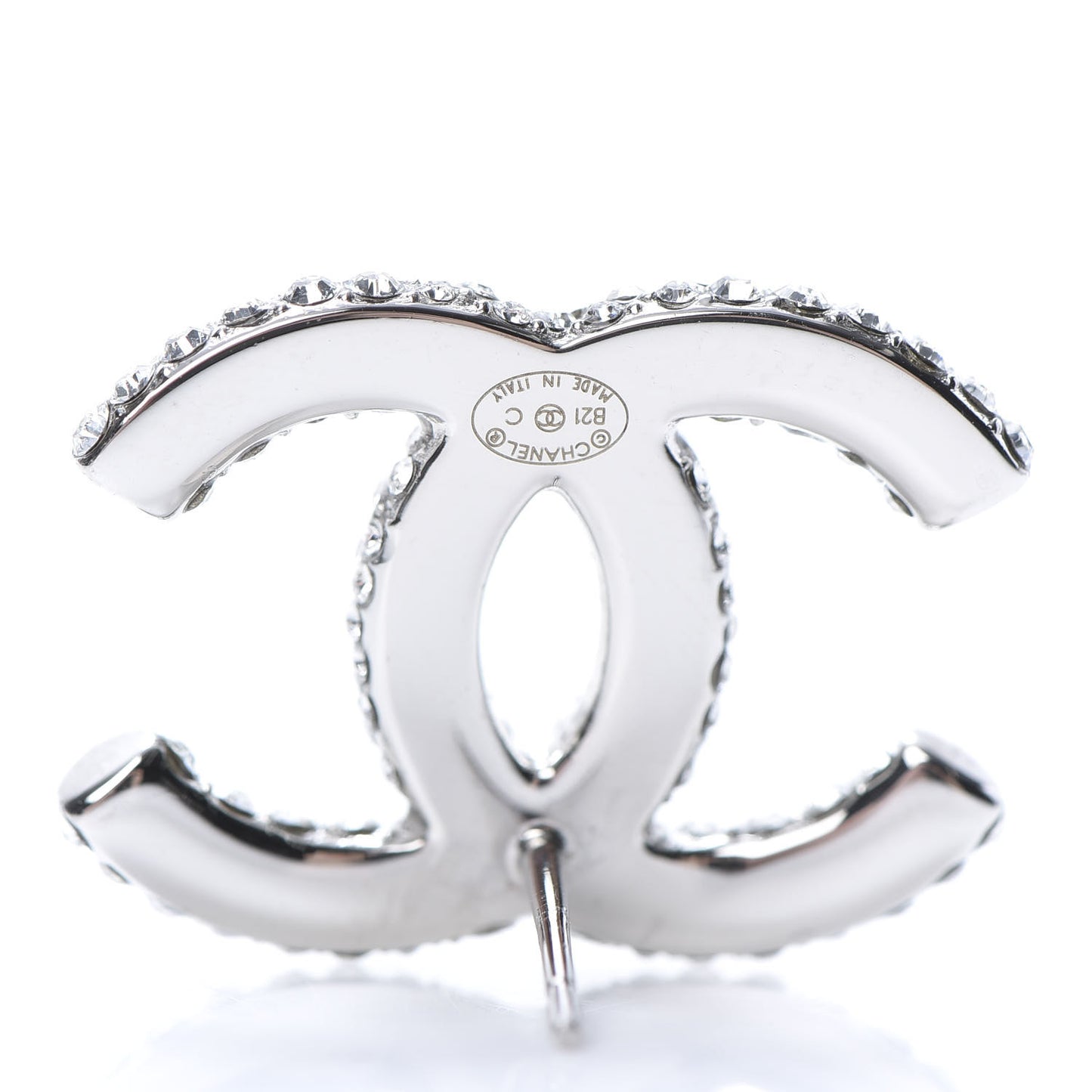 Crystal CC Treasure Chest Earrings Silver