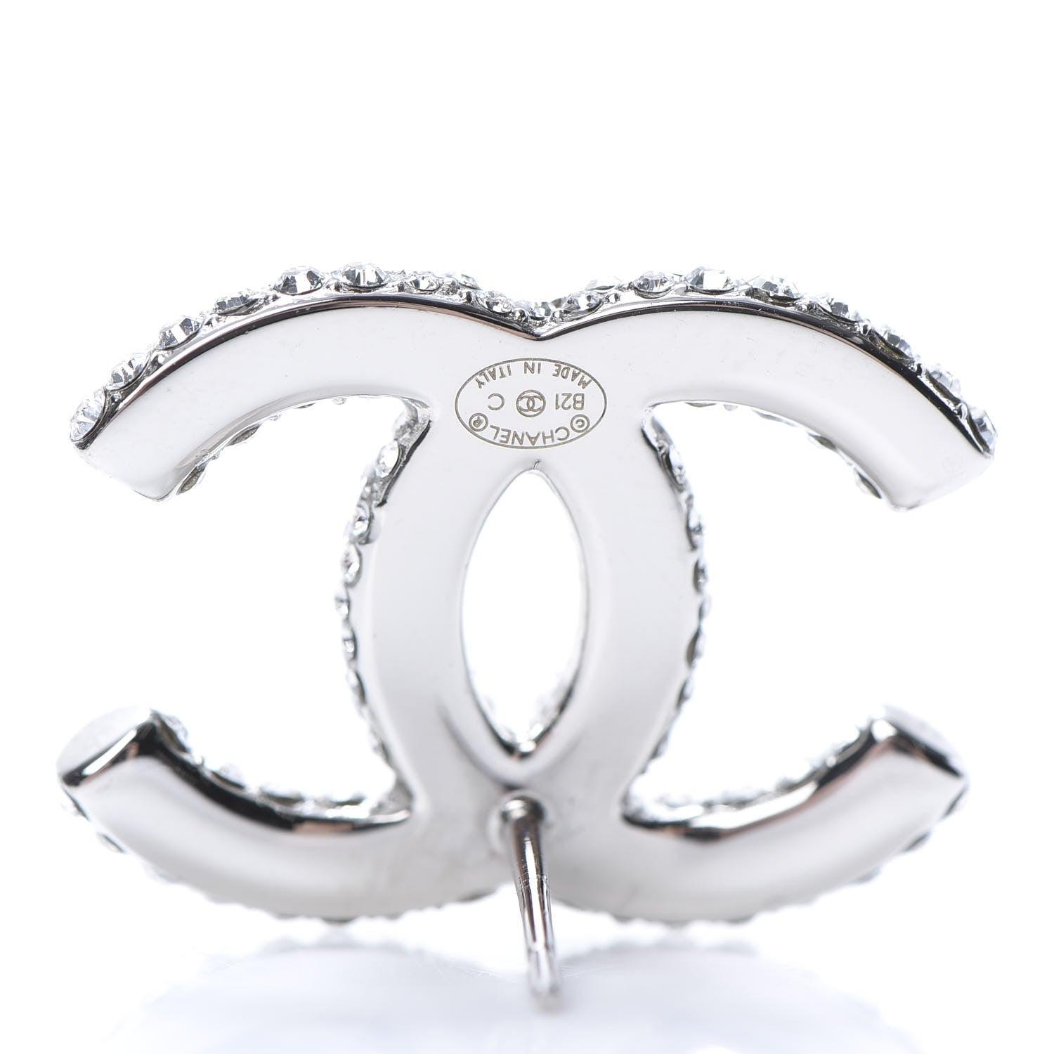 Chanel Crystal CC Treasure Chest Earrings Silver 4 of 5