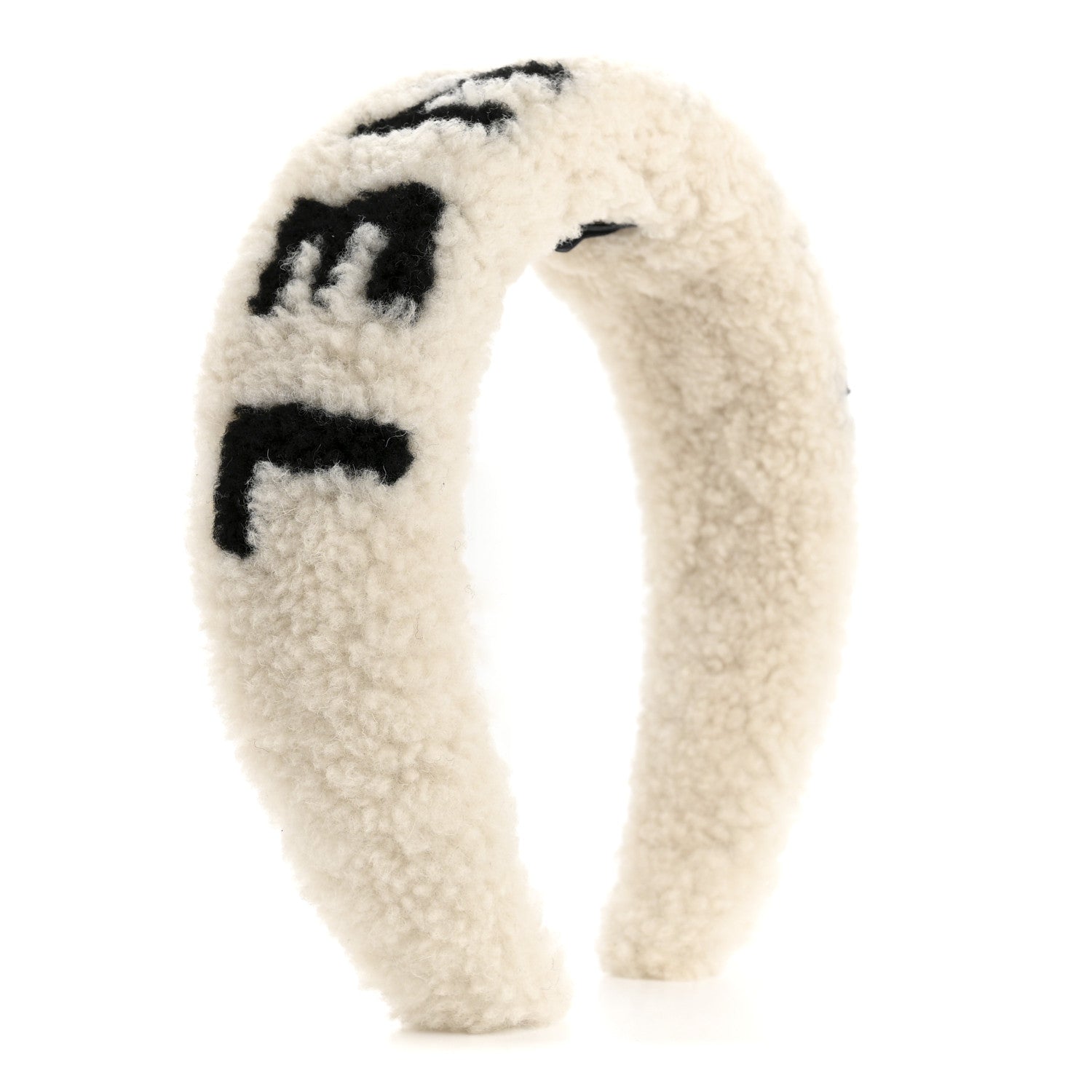 Chanel Shearling Logo Headband Ecru Black 1717065 – FASHIONPHILE