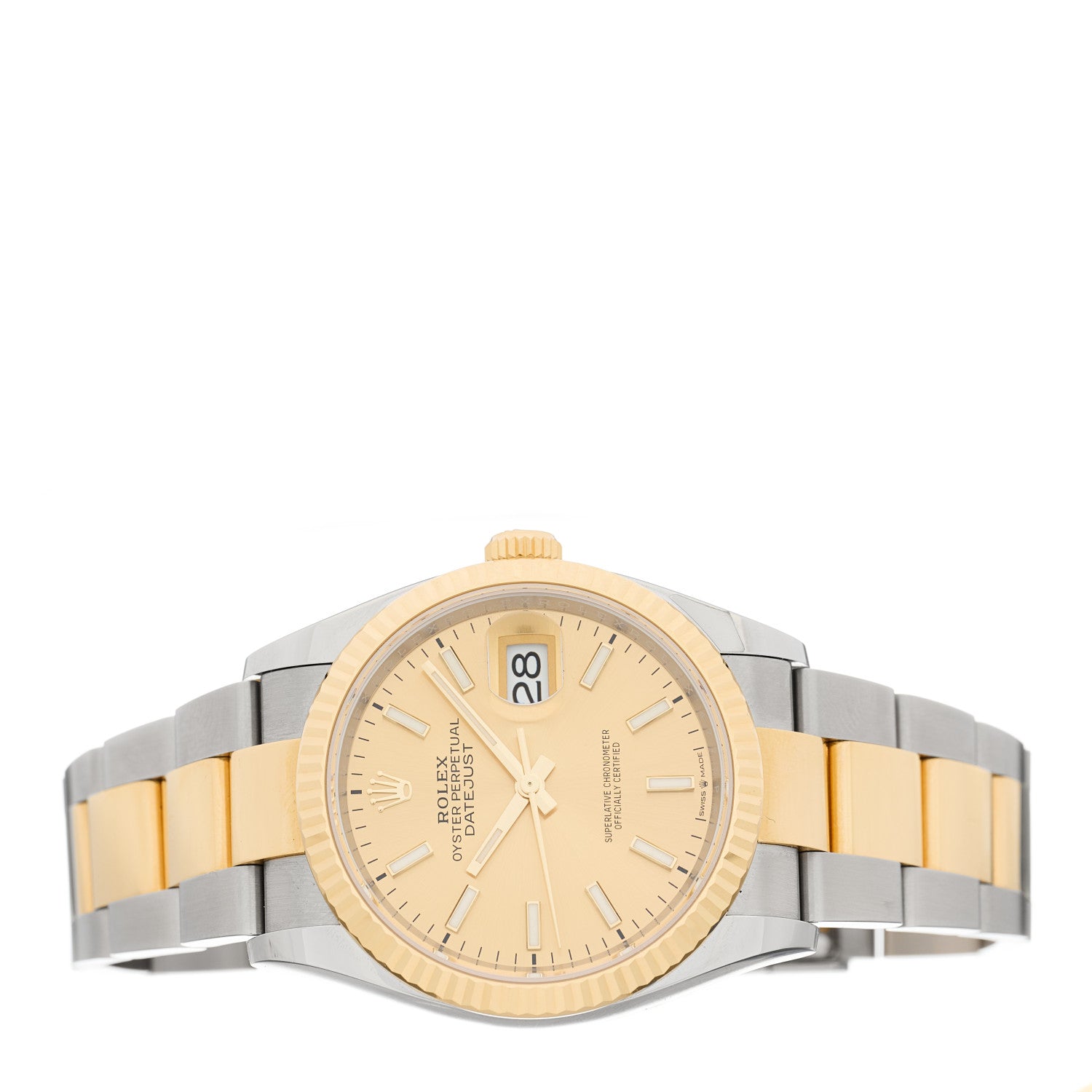 Rolex Stainless Steel 18K Yellow Gold 36mm Oyster Perpetual Datejust Watch Champagne 126233 2 of 5