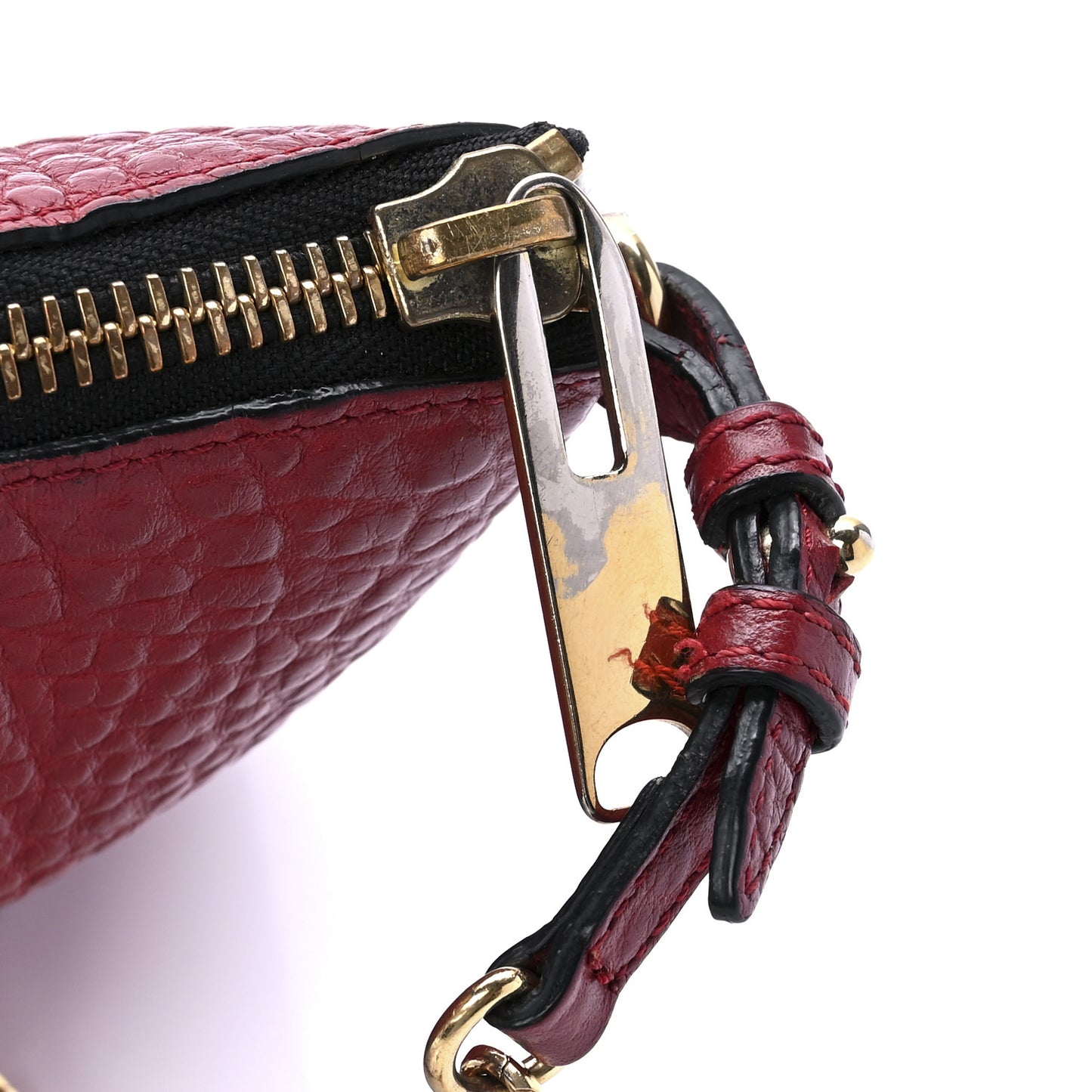 Signature Grain Calfskin Check Embossed Peyton Crossbody Clutch Bag Military Red