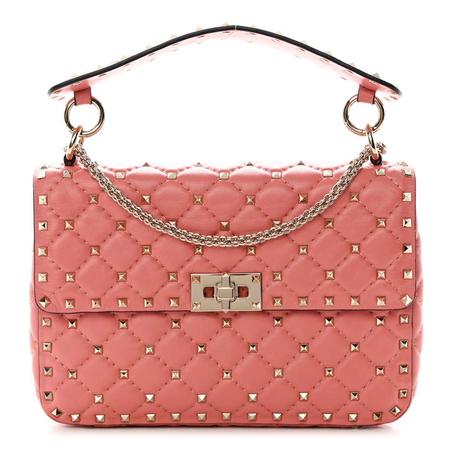 Nappa Medium Rockstud Spike Shoulder Bag Paradise Rose