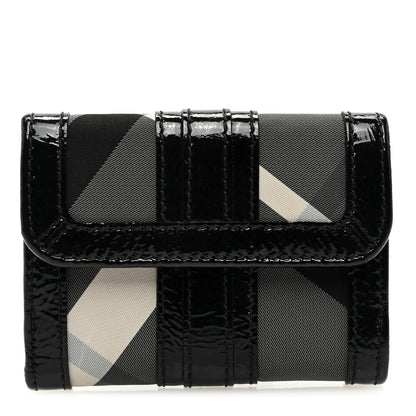 Burberry Patent Nova Check Wallet Black 1 of 8