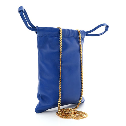 Saint Laurent Lambskin Paris Drawstring Pouch Bleu Majorelle 3 of 10