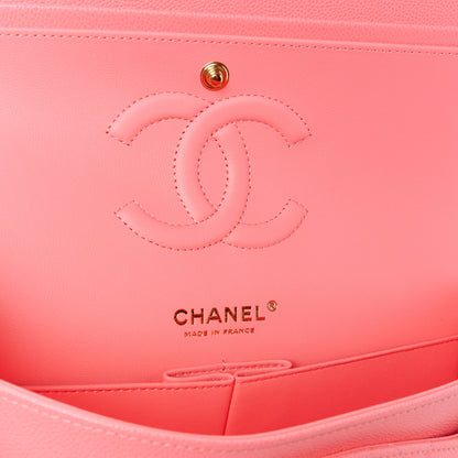 Chanel Caviar Quilted Rainbow Medium Double Flap Coral Pink 6 of 13