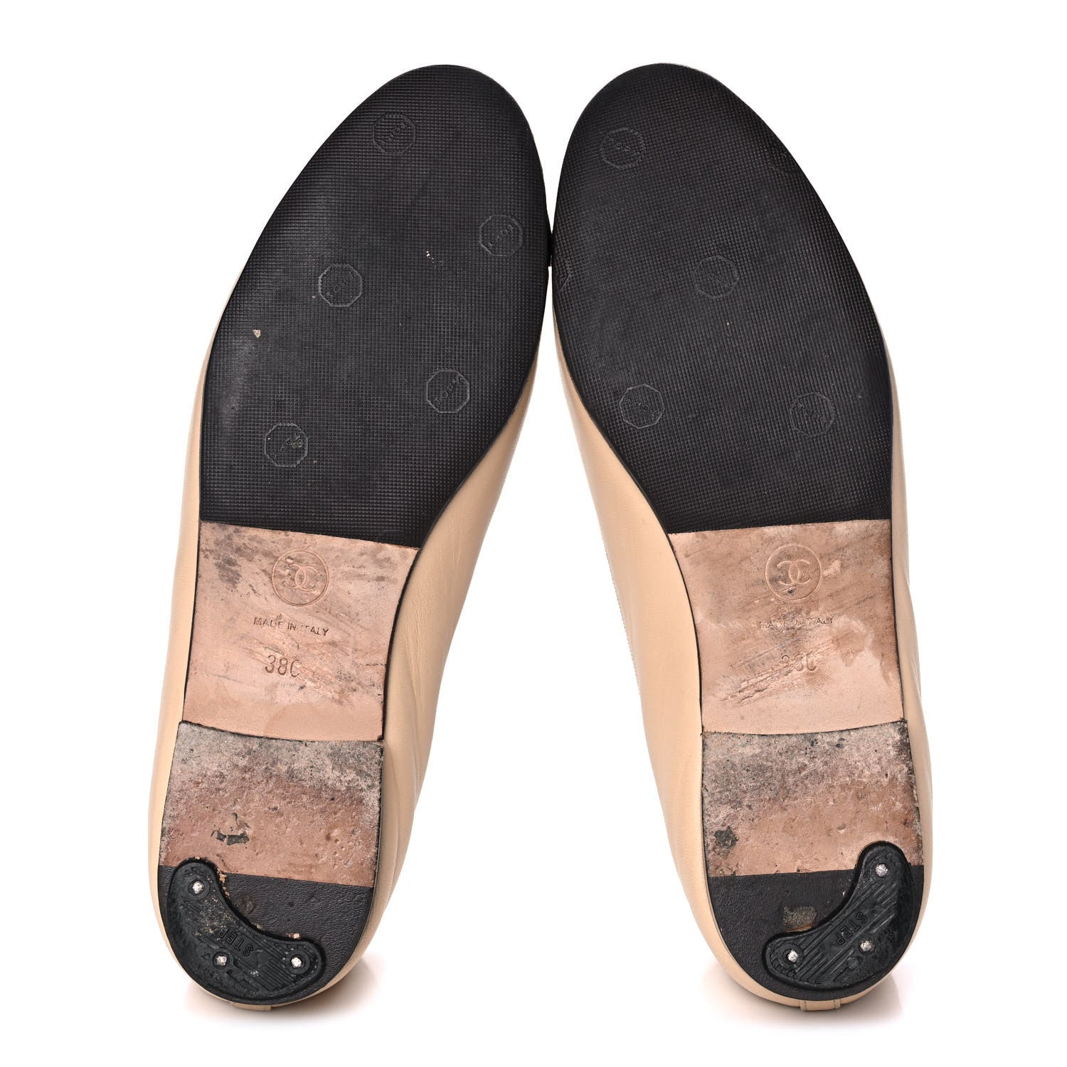Chanel Lambskin Cap Toe Ballerina Flats 38 Beige Black 5 of 15