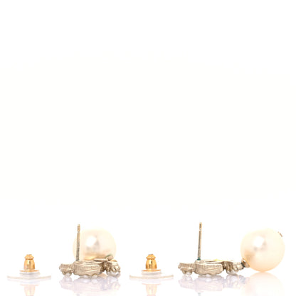 Chanel Pearl CC Drop Earrings Light Gold 3 of 7