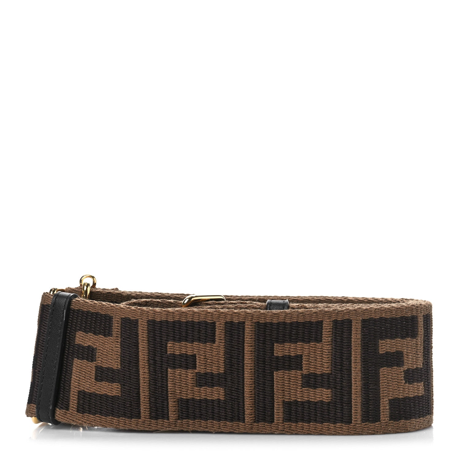 Fendi Ribbon Vitello Seta FF 1974 Adjustable Strap You Fango Marrone Black 2 of 5