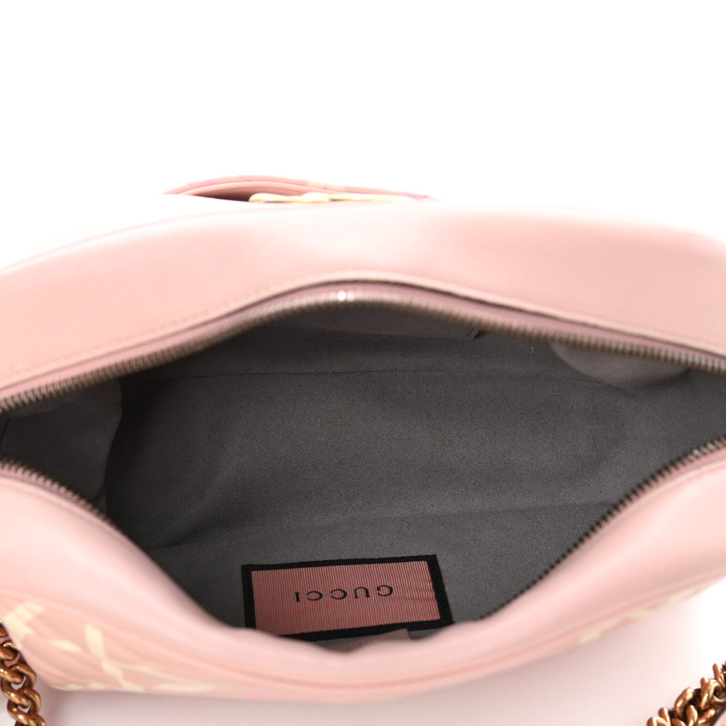 Calfskin Matelasse GucciGhost Medium GG Marmont Chain Shoulder Bag Perfect Pink Rosa Ivory