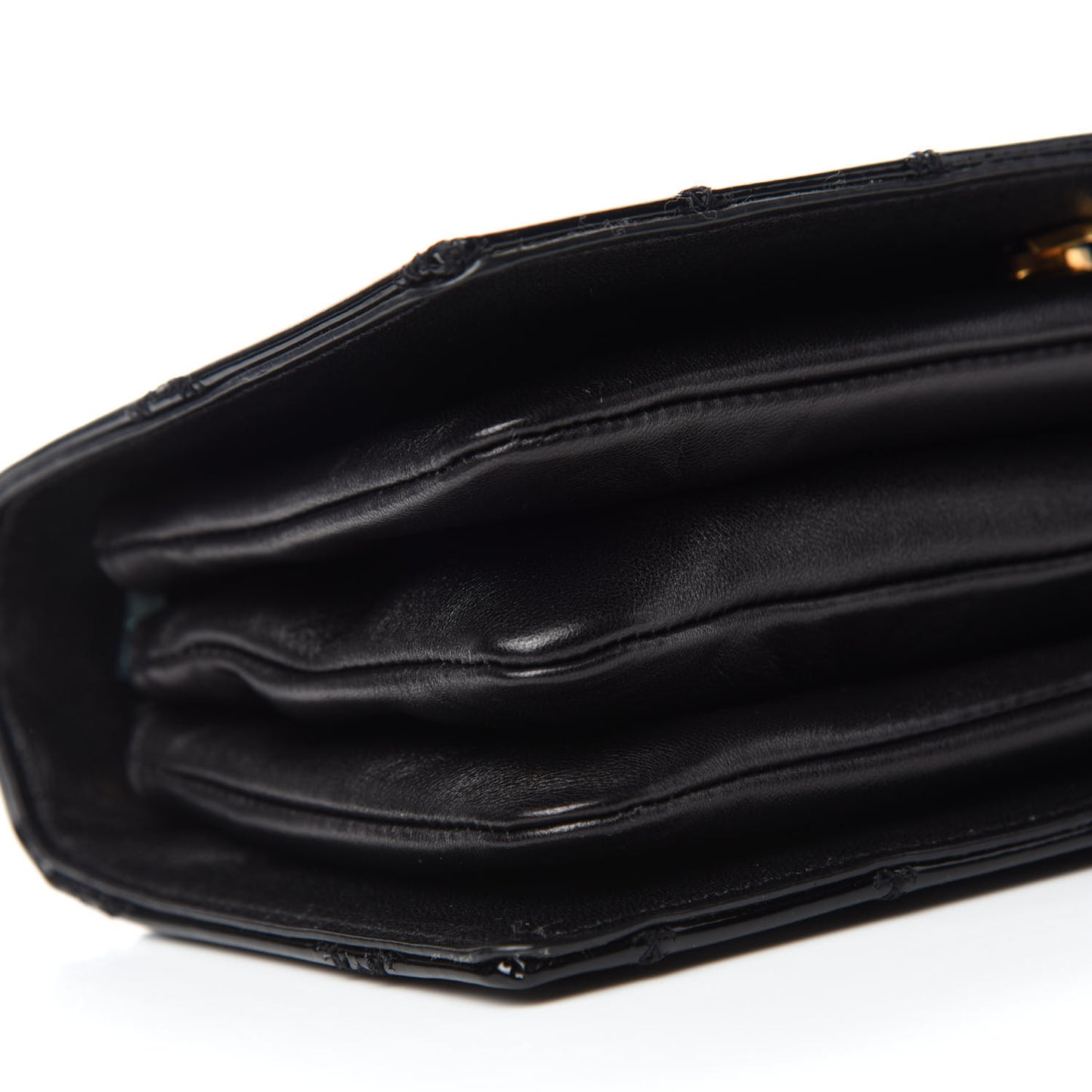 Patent Diamond Quilted Monogram Angie Chain Bag Black