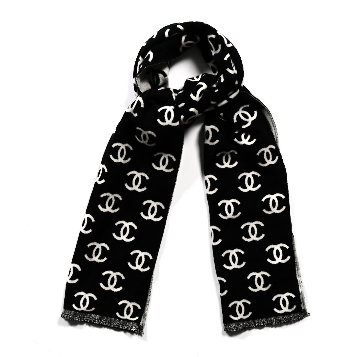 Wool Cashmere CC Scarf Black White