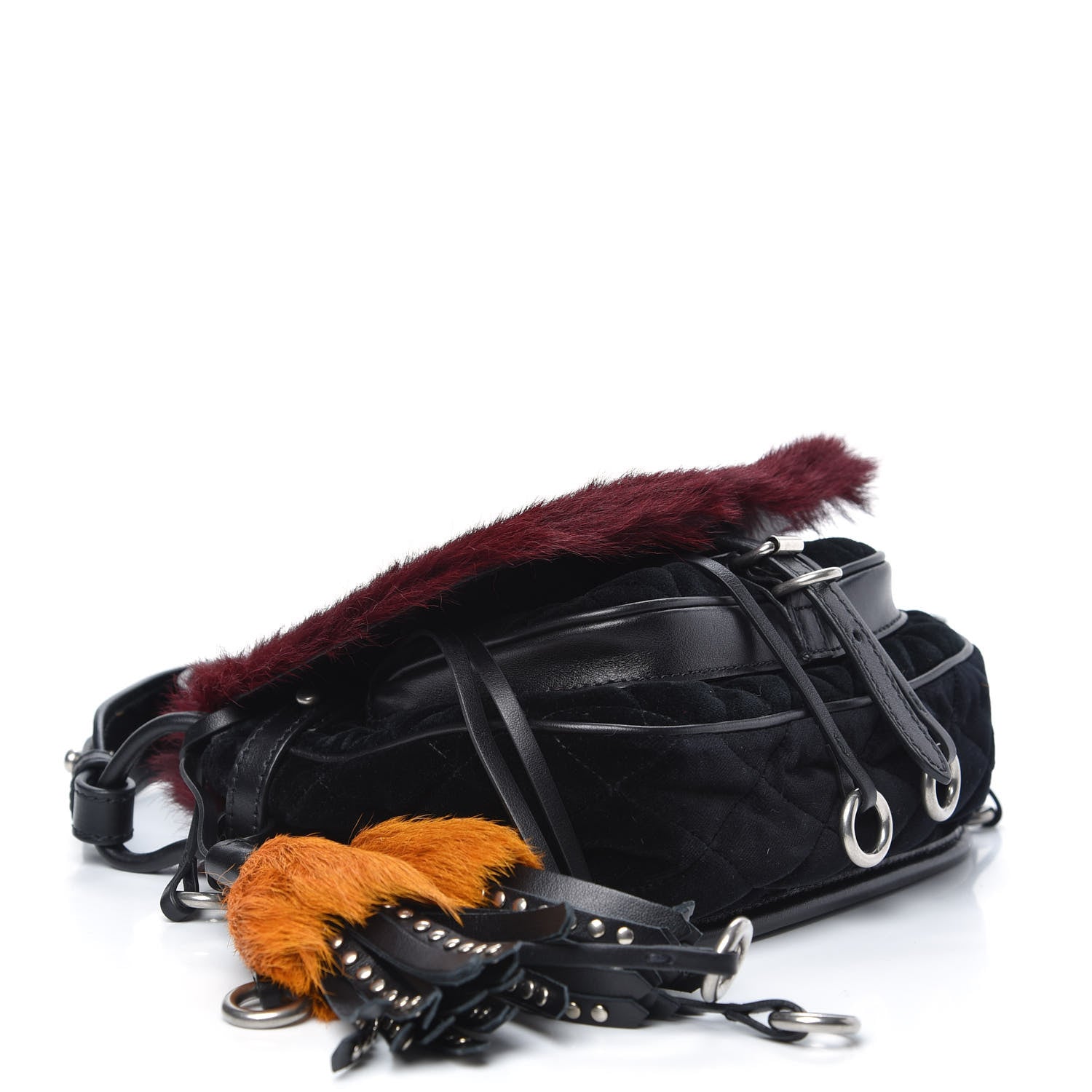 Prada Calf Hair Velluto Corsaire Antic Crossbody Bag Granato Black 4 of 8
