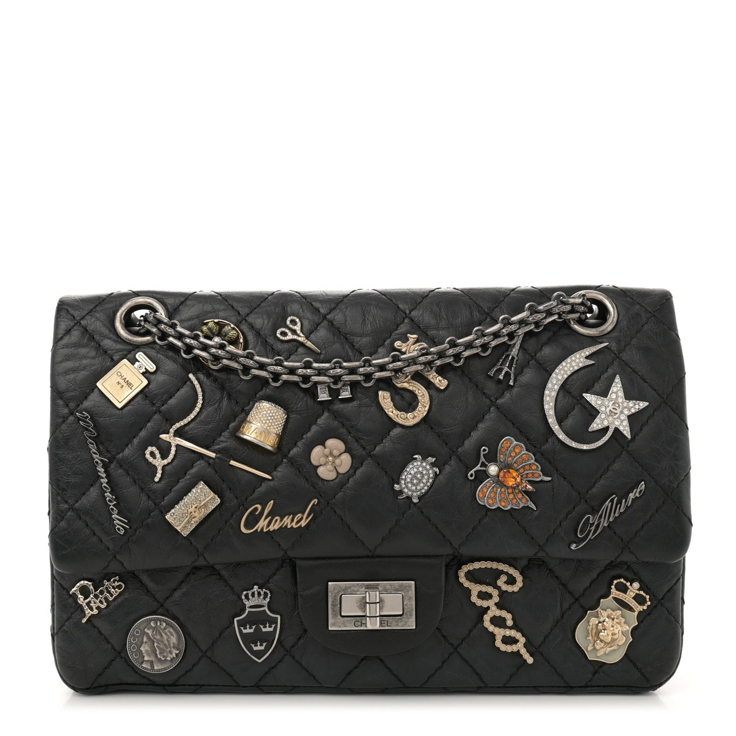 Aged Calfskin Lucky Charms 2.55 Reissue 225 Flap Black