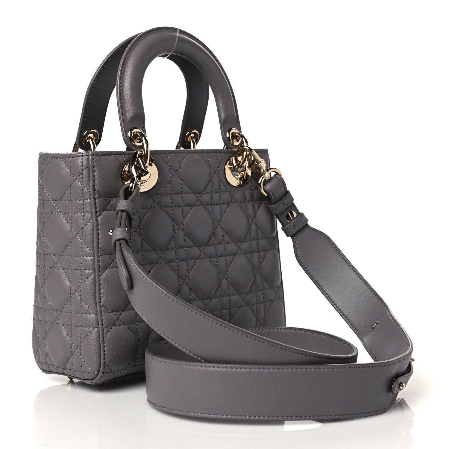 Christian Dior Lambskin Cannage Small My ABCDior Lady Dior Grey 3 of 9