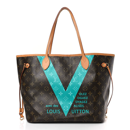 Louis Vuitton LOUIS VUITTON Monogram V Neverfull MM Turquoise 3 of 9