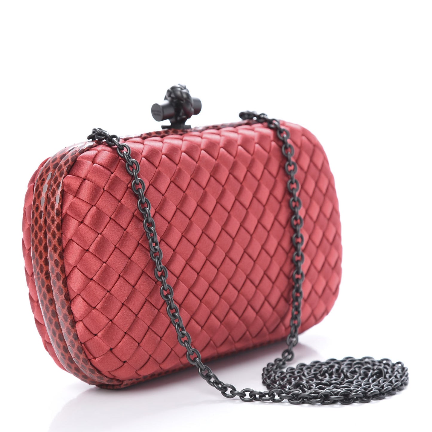 Satin Ayers Intrecciato Chain Knot Clutch Boucher