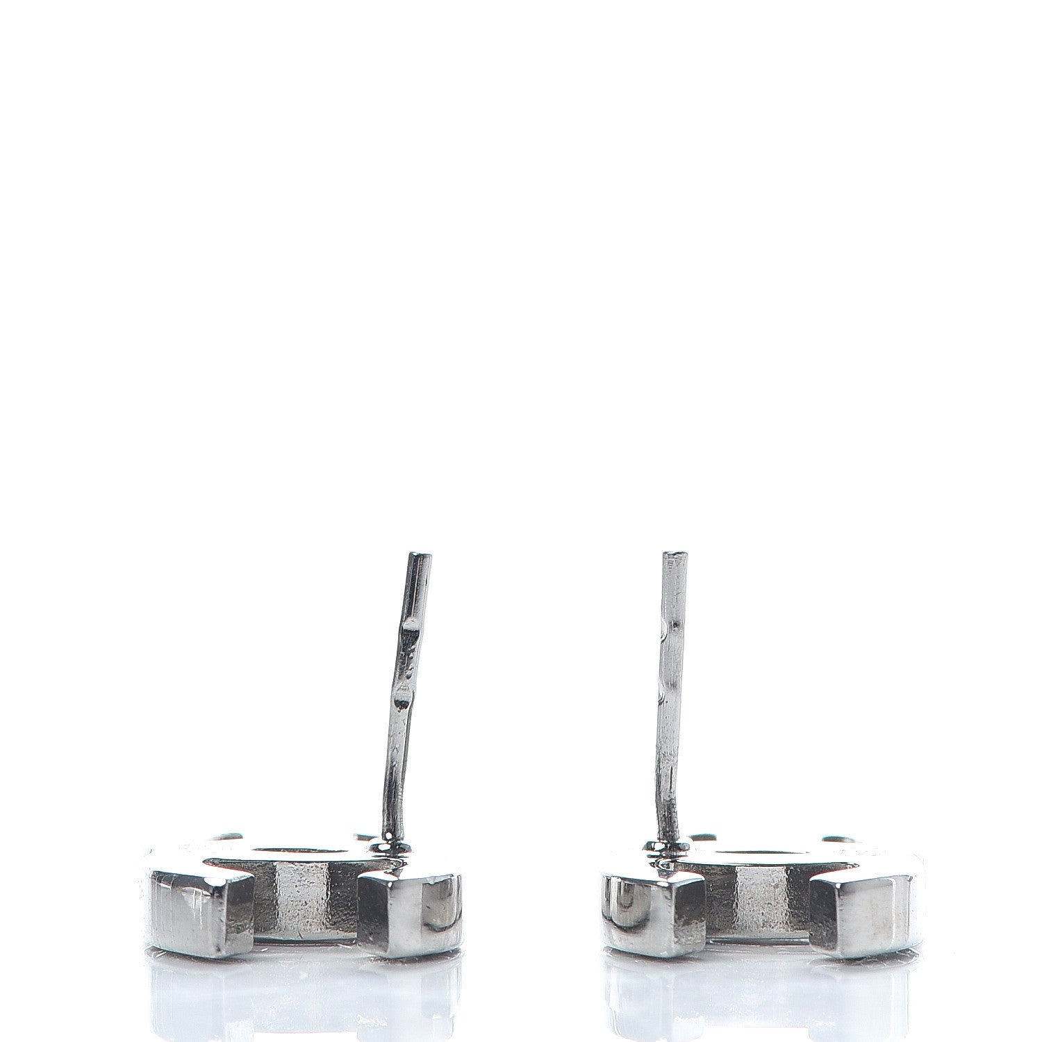 Chanel Crystal Timeless CC Earrings Silver 5 of 5