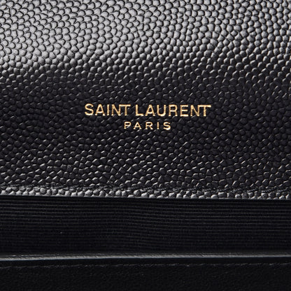Saint Laurent Grain De Poudre Textured Mixed Matelasse Triquilt Medium Monogram Satchel Black 7 of 9