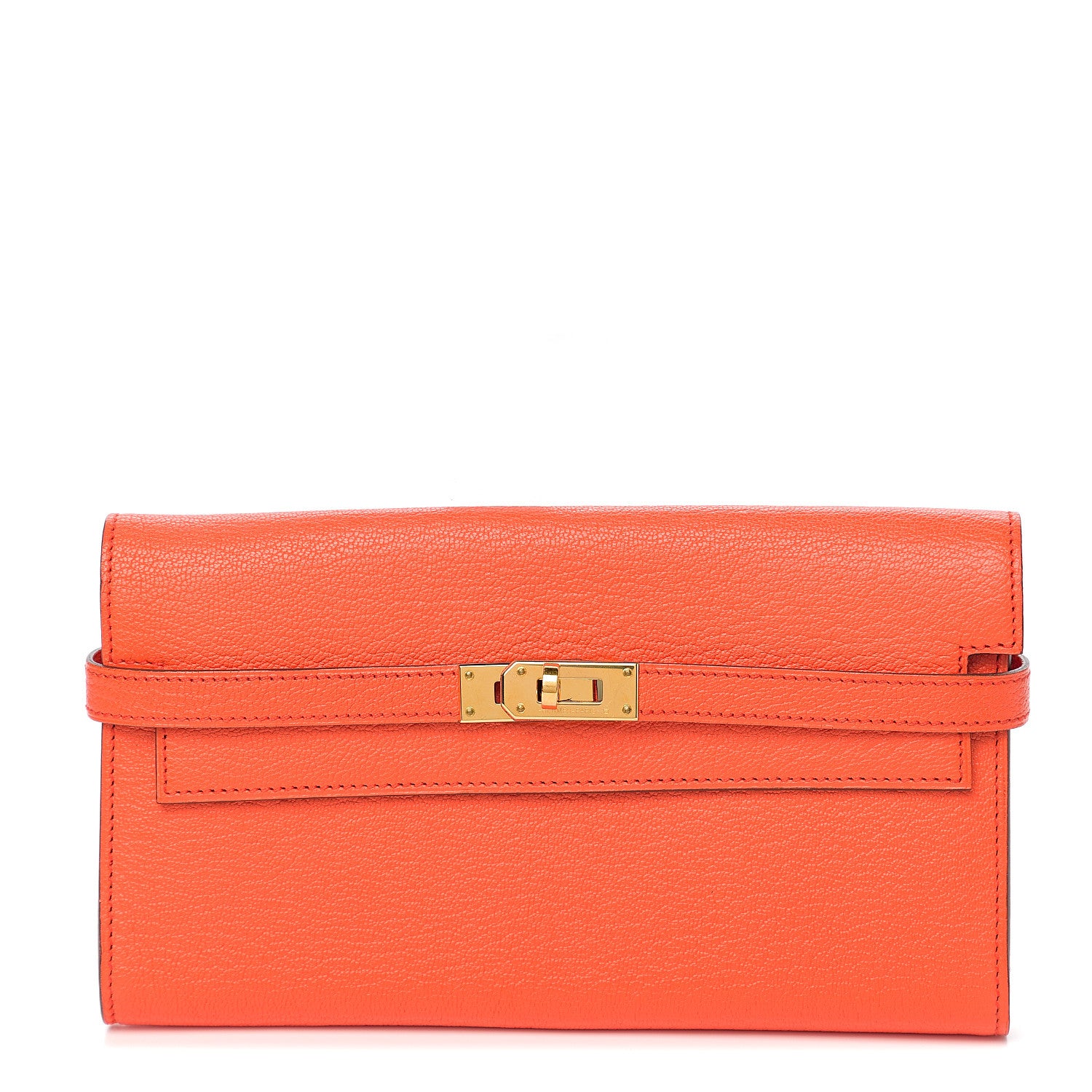 Hermes Chevre Mysore Kelly Longue Wallet Orange Poppy 1 of 6