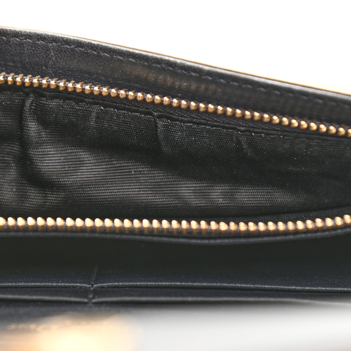 Metallic Patent Micro-Cannage Diorama Wallet on Chain Pouch Gold