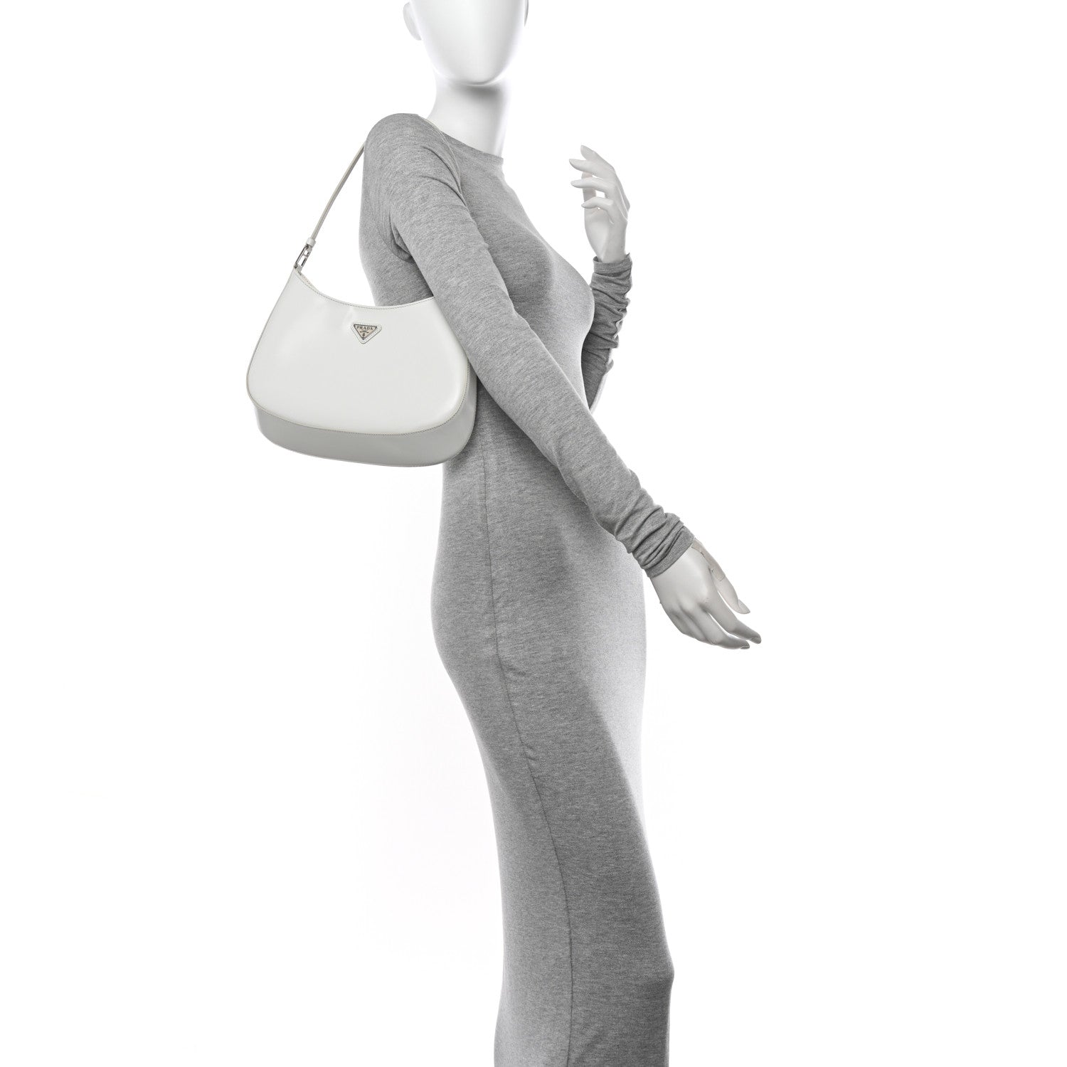 Prada Spazzolato Cleo Shoulder Bag White 2 of 10