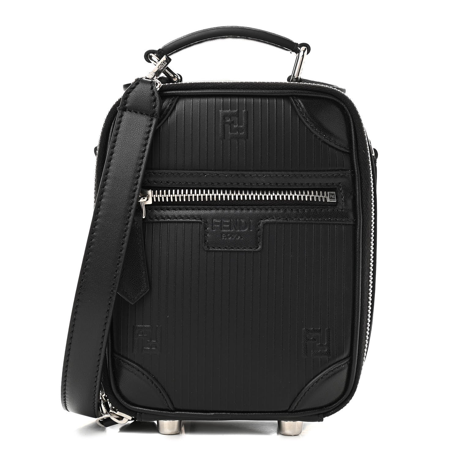 Fendi Vitello Astro Rubber Effect Mini Trolley Bag Black 1 of 9