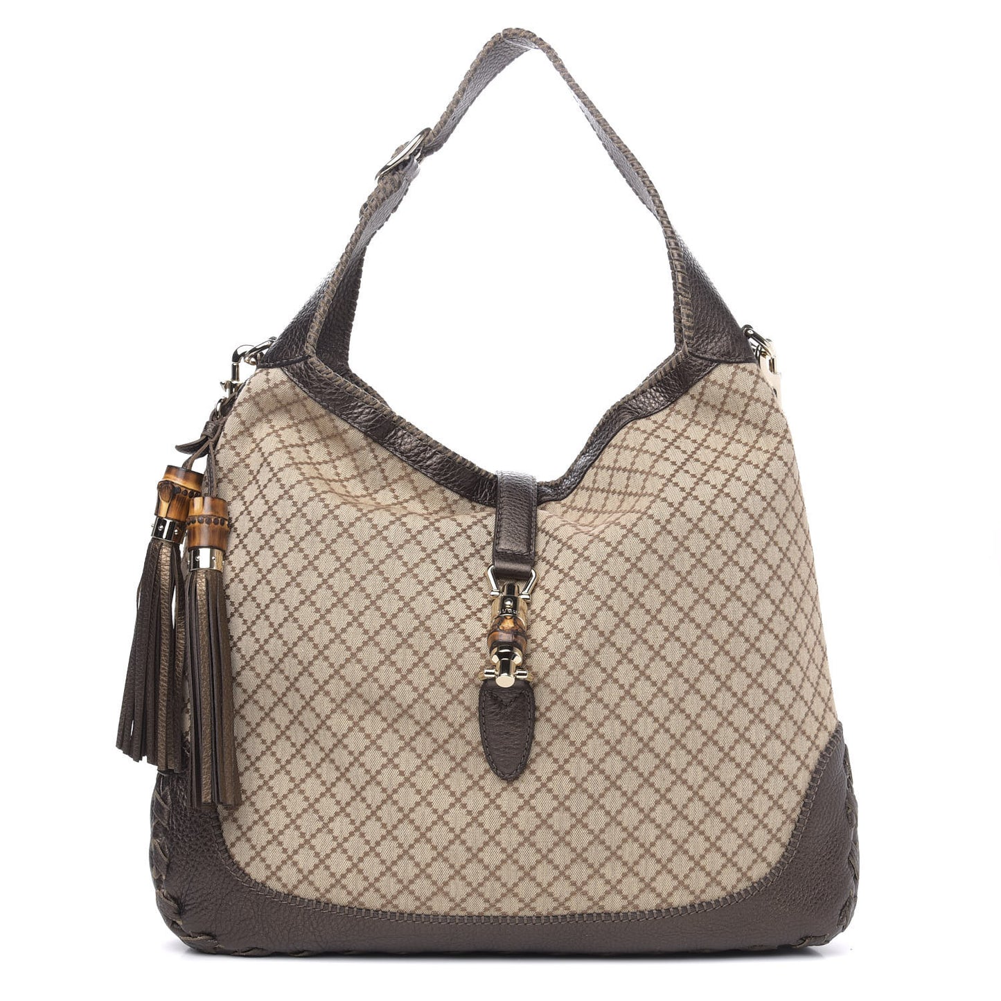 Diamante Large New Jackie Shoulder Bag Dark Brown