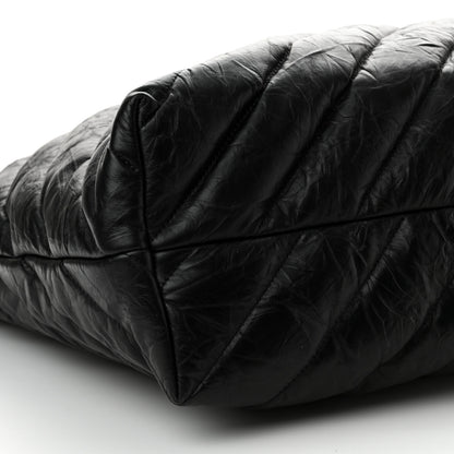 Balenciaga Crushed Calfskin Quilted Matte Black Hardware Large Crush Carry All Tote Bag Black 9 of 10
