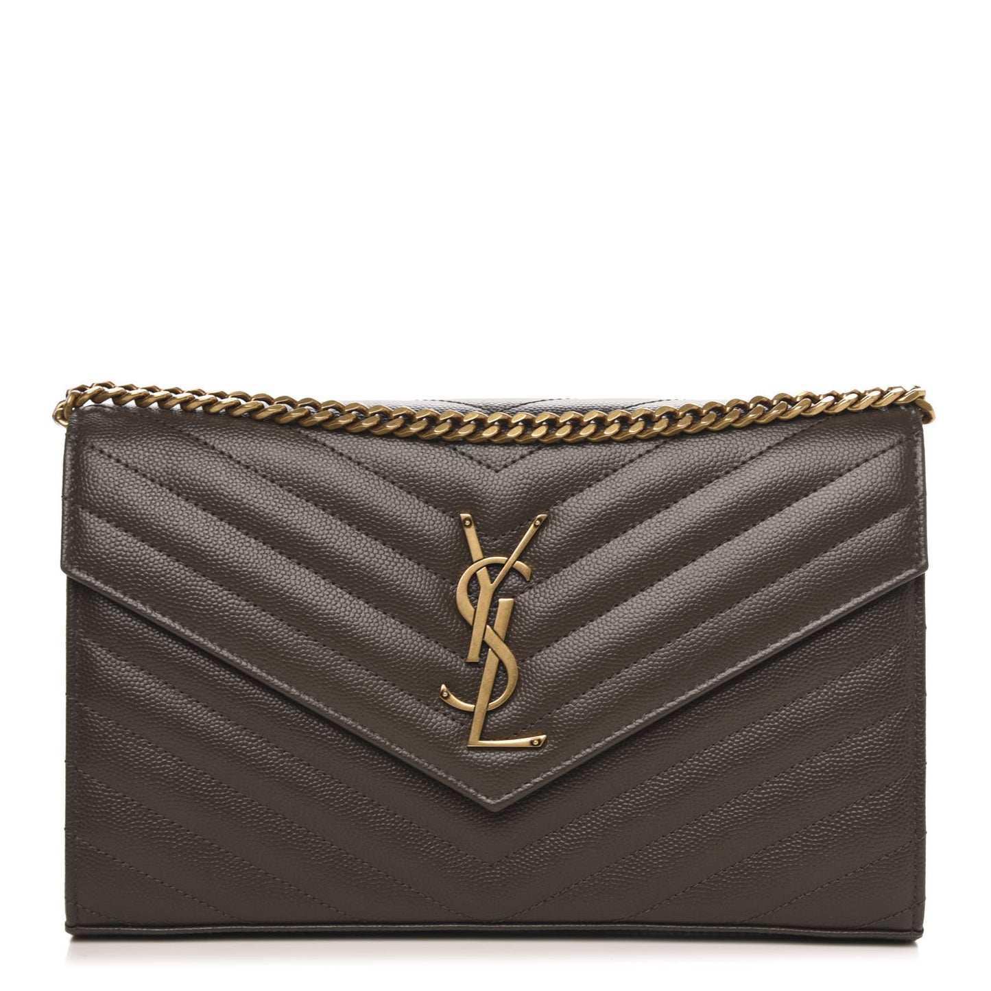 Grain De Poudre Matelasse Chevron Monogram Chain Wallet Pebble