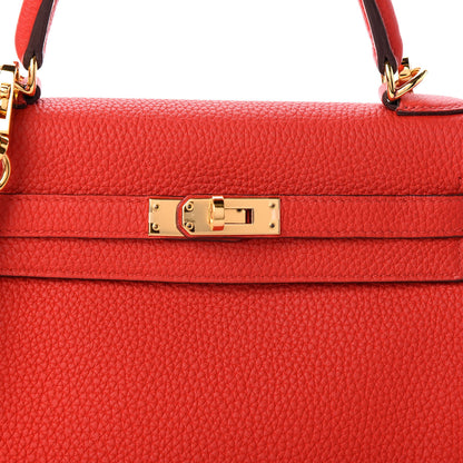 Hermes Togo Kelly Retourne 25 Rouge De Coeur 7 of 9