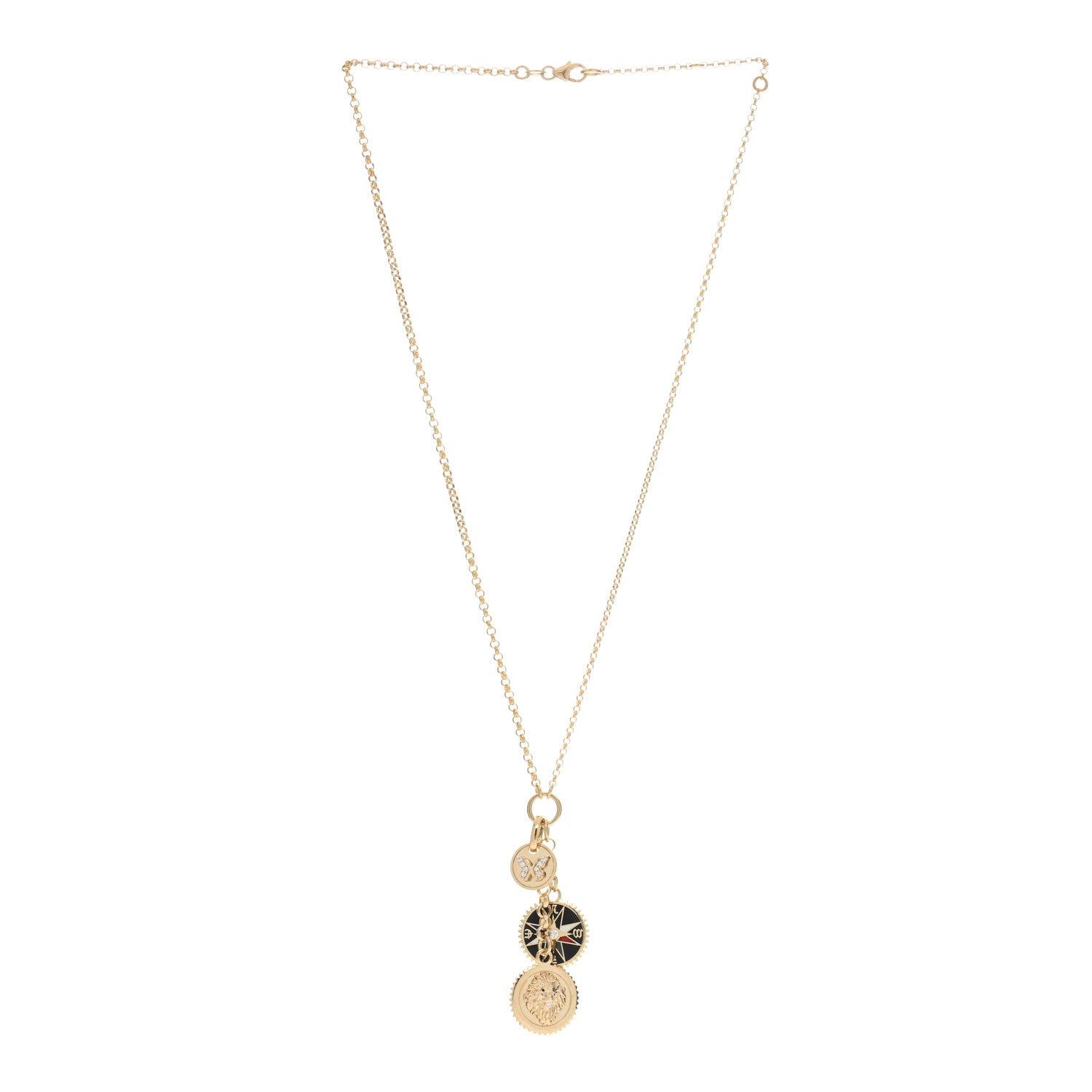 Foundrae 18K Yellow Gold Enamel Strength Internal Compass Reverie Small Belcher Extension Chain Necklace 3 of 6