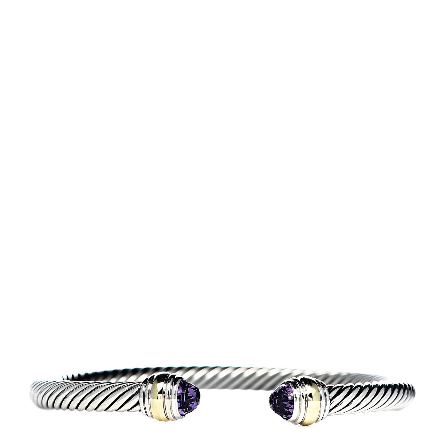 Sterling Silver 14K Yellow Gold Amethyst 5mm Cable Classics Bracelet