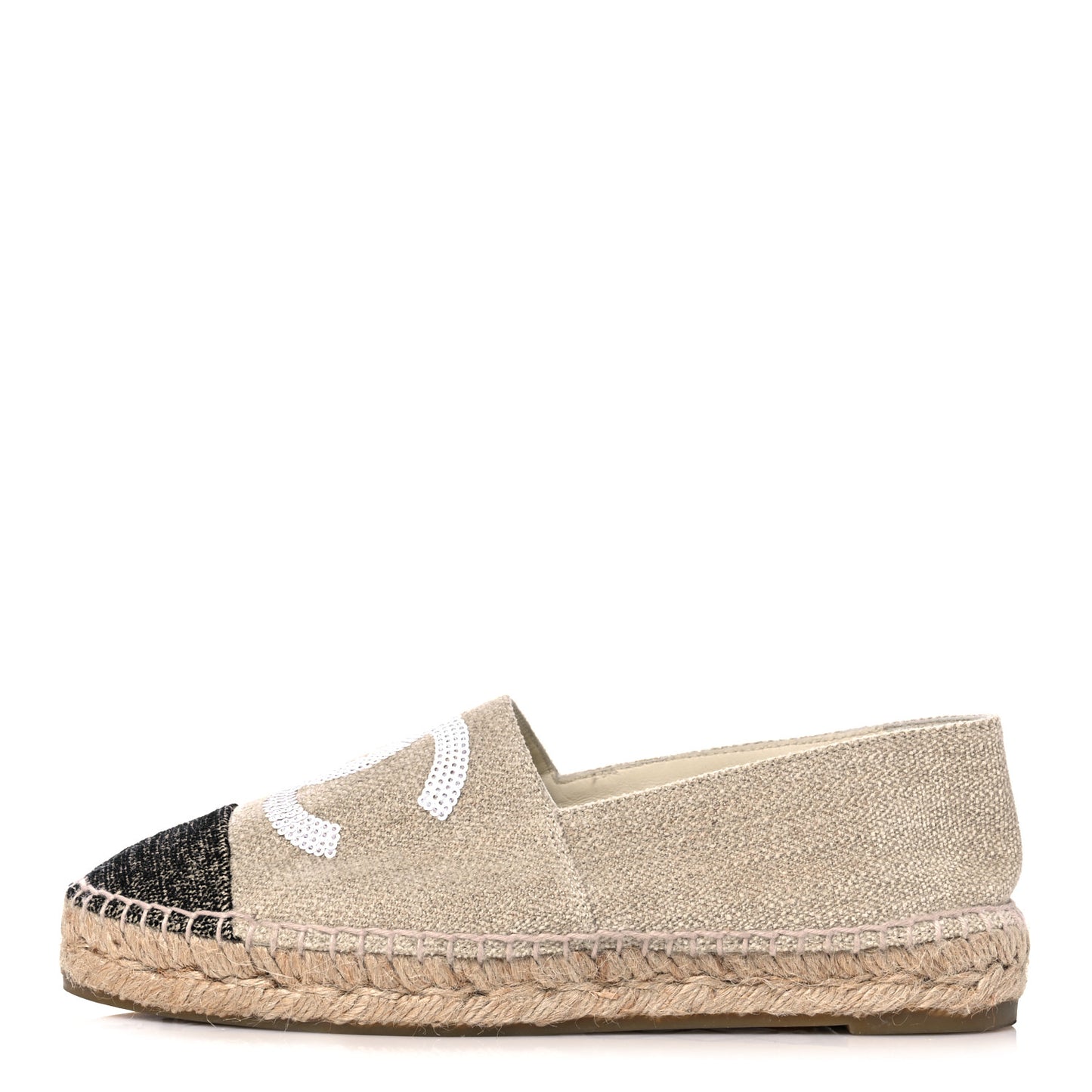 Toile Sequin CC Espadrilles 36 Beige Black