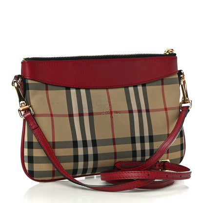 Burberry Horseferry Check Peyton Crossbody Clutch Bag Parade Red 2 of 11