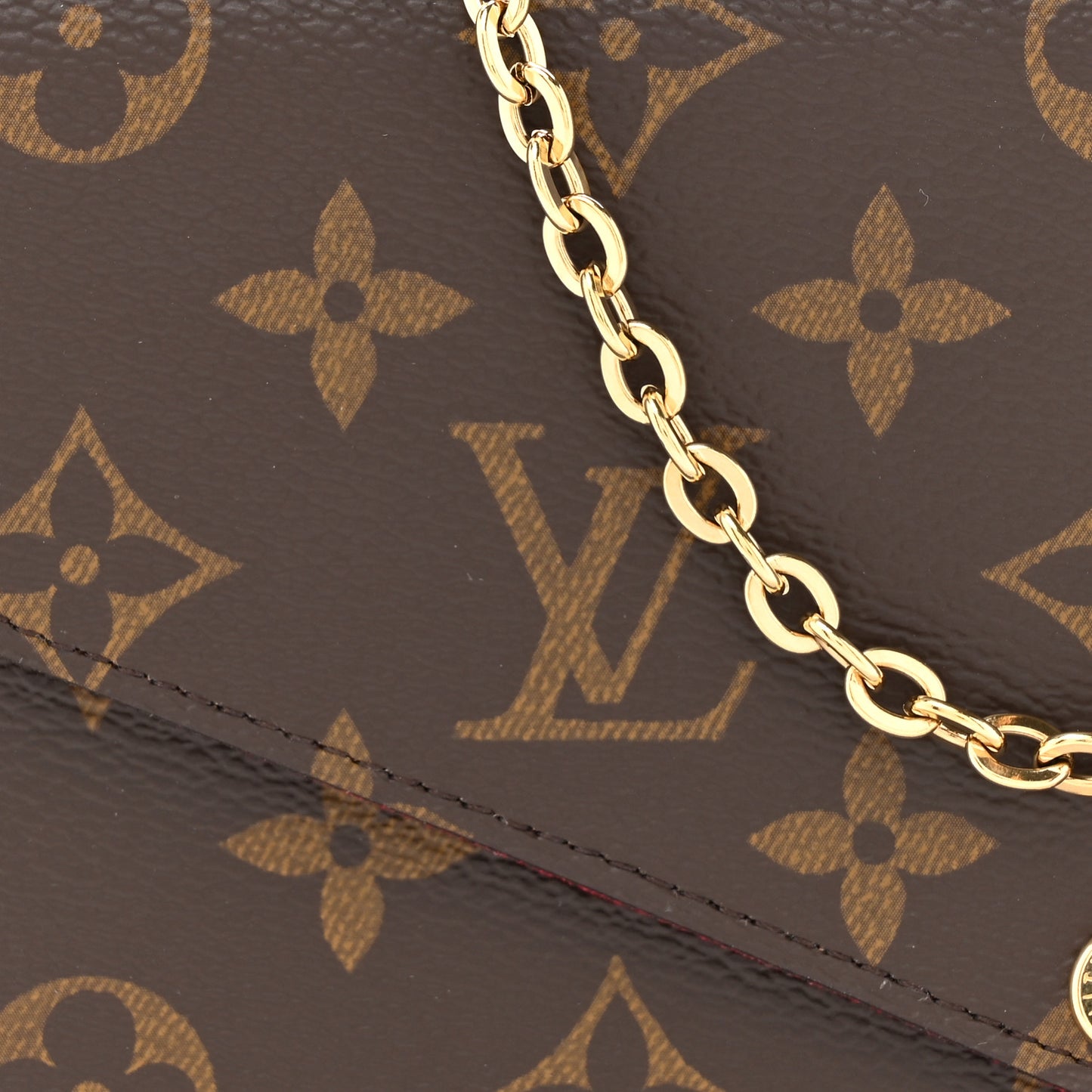 Monogram Pochette Felicie Chain Wallet Fuchsia