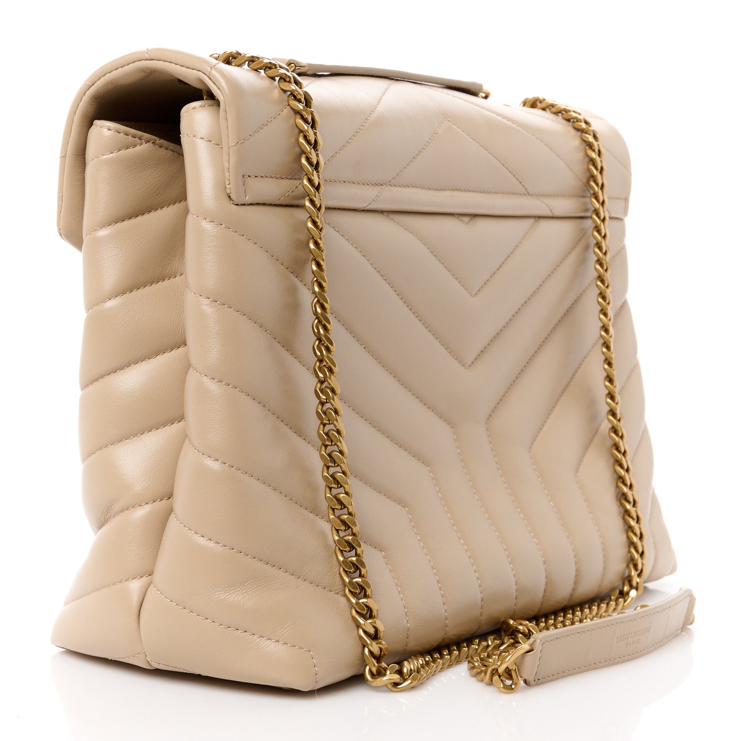 Calfskin Y Quilted Monogram Medium Loulou Chain Satchel Dark Beige
