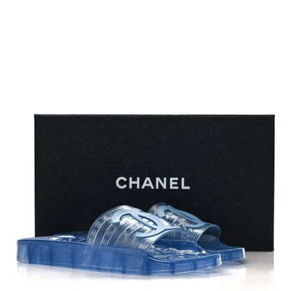 Chanel PVC Transparent CC Flat Slide Sandals 40 Blue 7 of 7