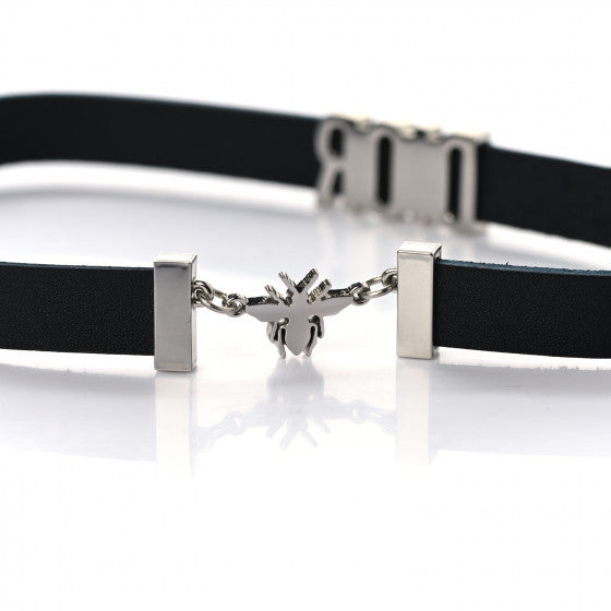 Calfskin Dior Bee Double Bracelet Black