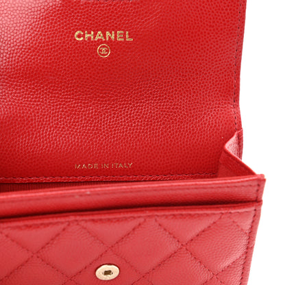 Chanel Caviar Quilted Flap Card Holder Wallet Red 7 of 9