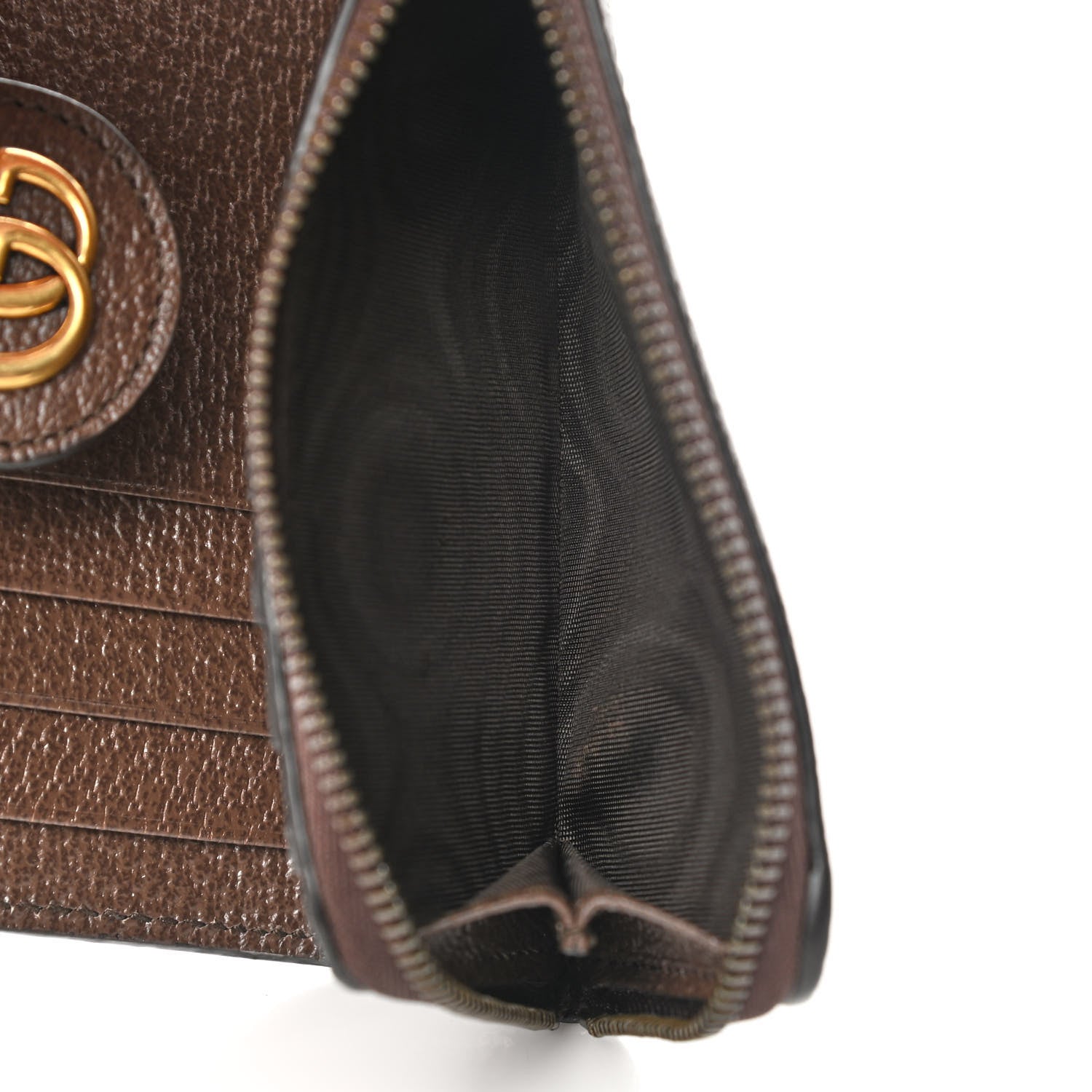 Gucci GG Supreme Monogram Textured Dollar Calfskin Web Ophidia Overlay Zip Around Card Case Wallet Beige Ebony New Acero 6 of 12