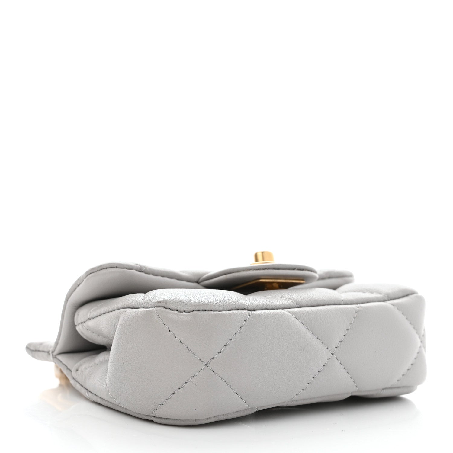Chanel Calfskin Quilted Lady Handle Flap Card Holder With Chain Grey 4 of 12