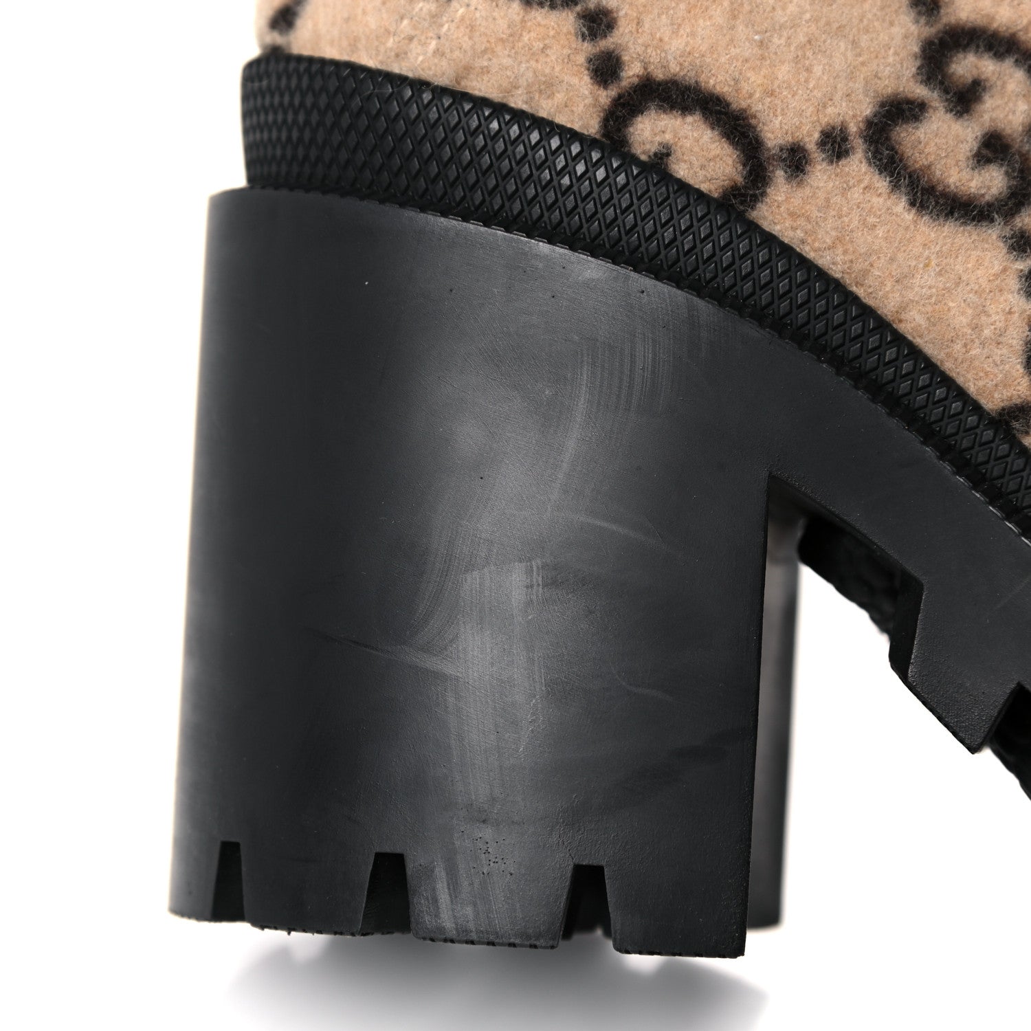 Gucci Covered Wool GG Monogram Womens Lace Up Combat Ankle Boots 35.5 Beige Ebony Black 13 of 14