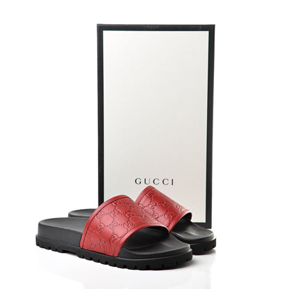 Gucci Guccissima Signature Mens Lug Sole Slide Sandals 9 Hibiscus Red 7 of 7
