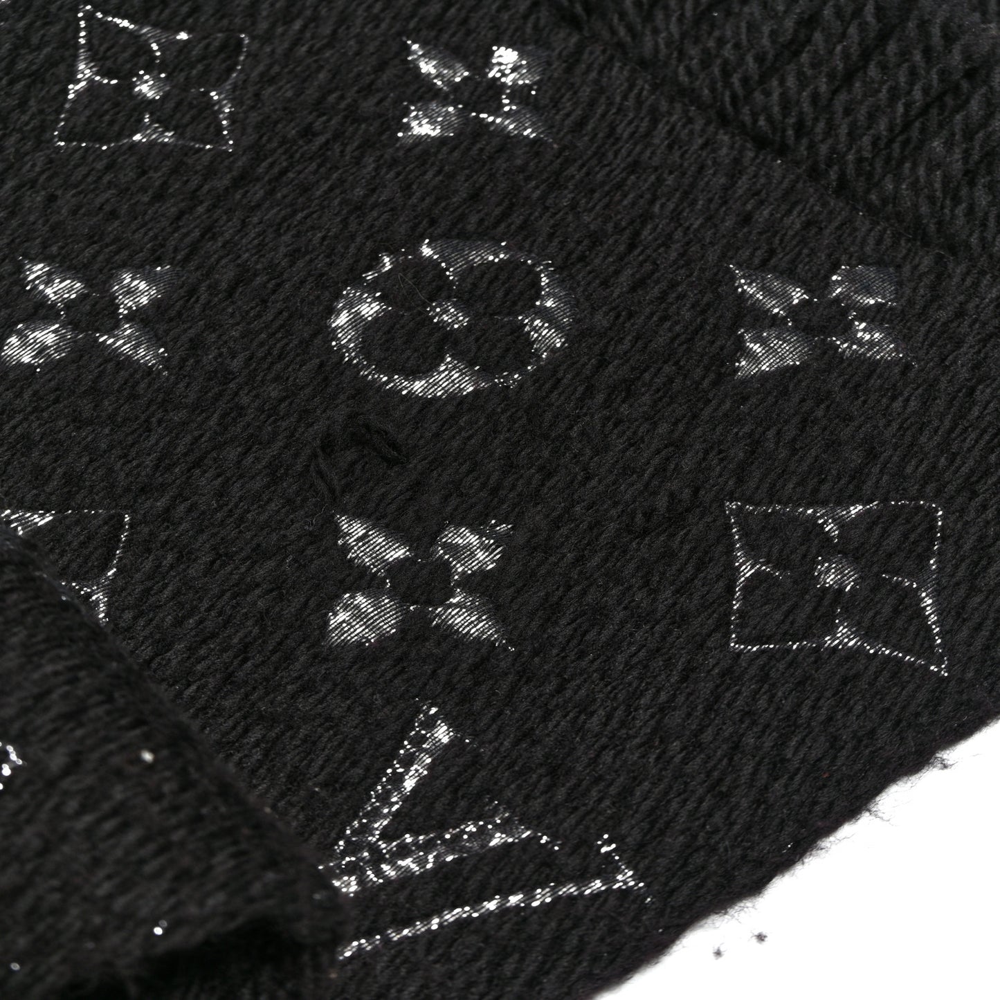 Wool Silk Logomania Shine Scarf Black