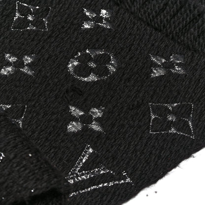 Louis Vuitton Wool Silk Logomania Shine Scarf Black 8 of 8