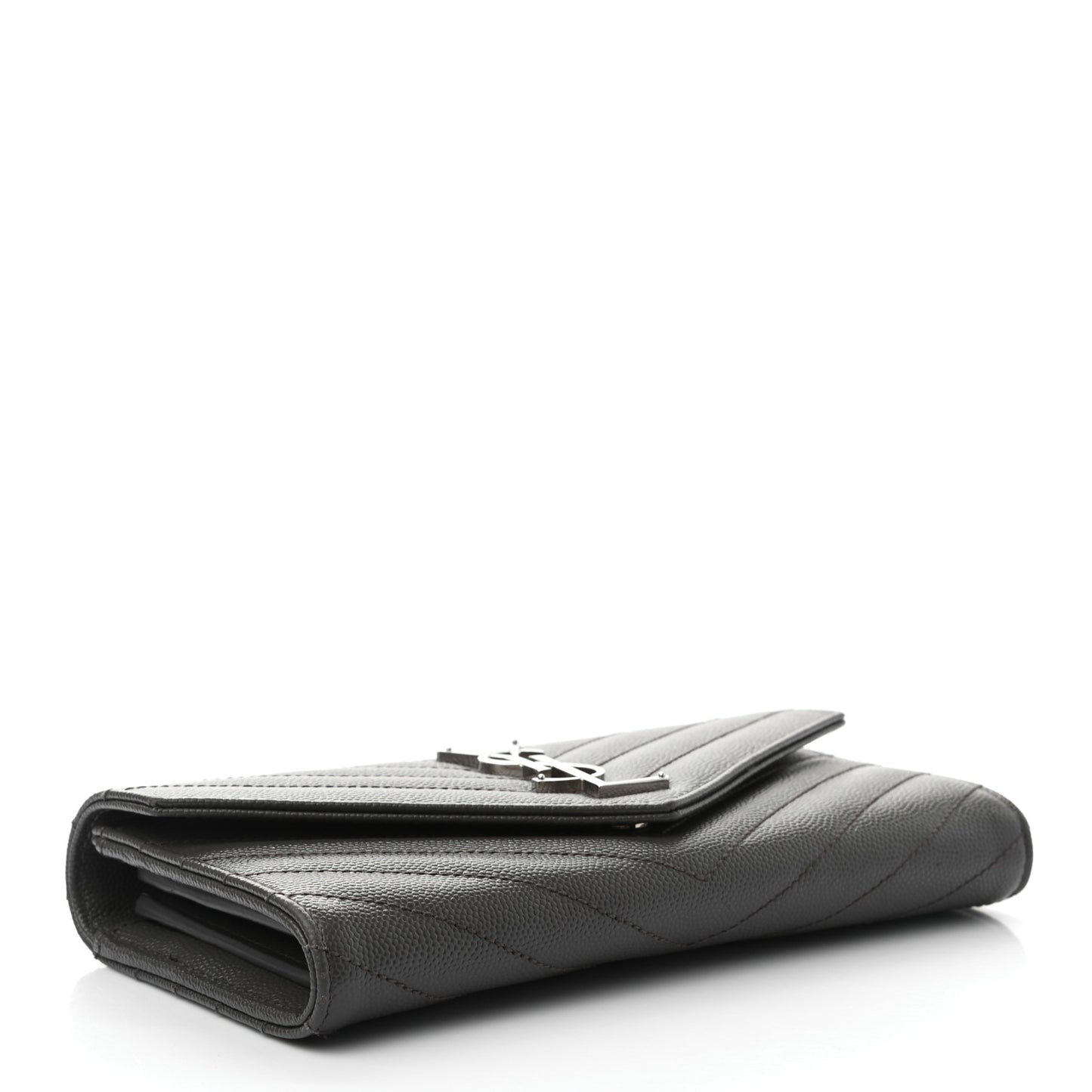 Grain De Poudre Matelasse Chevron Monogram Flap Wallet Pebble