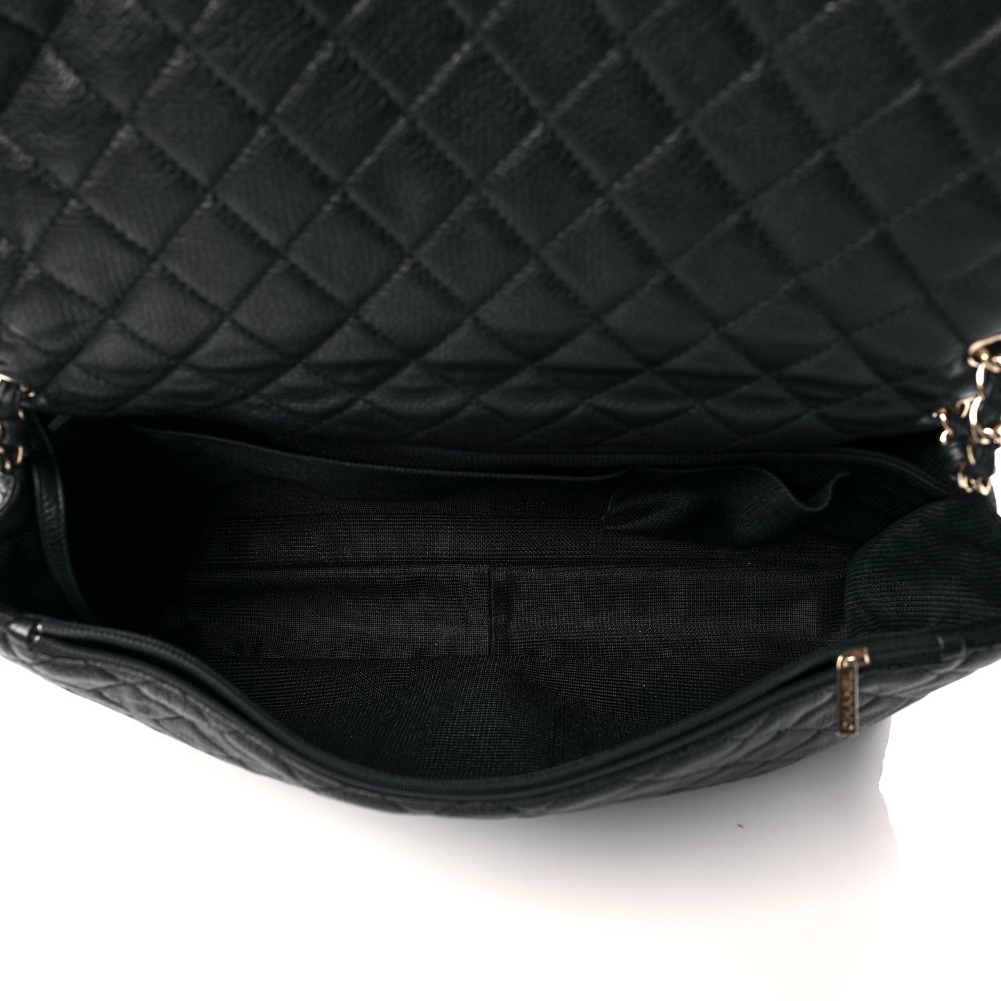 Calfskin Quilted XXL Travel Flap Bag Black