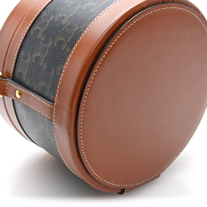 Celine Calfskin Triomphe Canvas Medium Tambour Bag Tan Tan 9 of 10